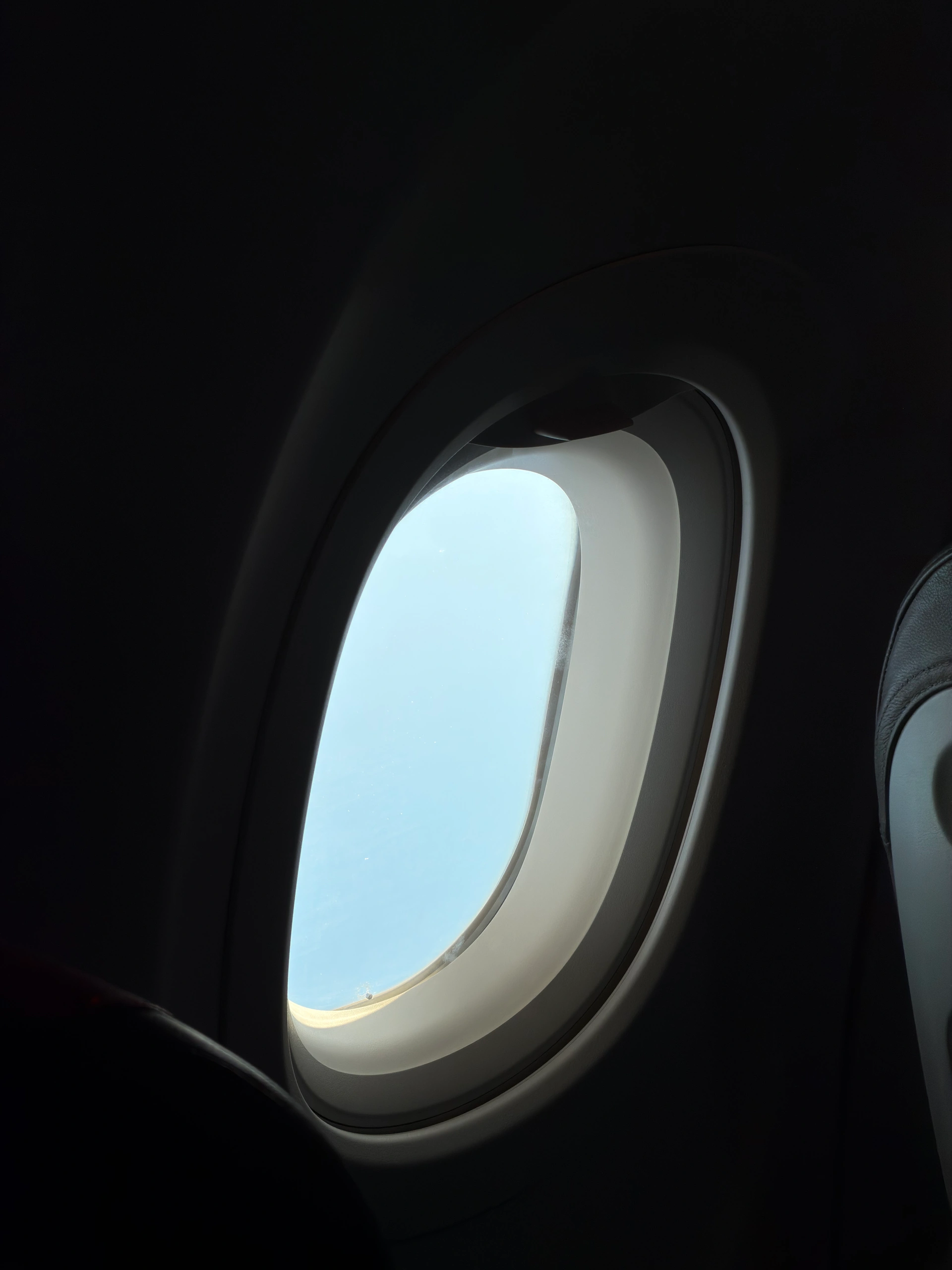 Airplane window mid-flight